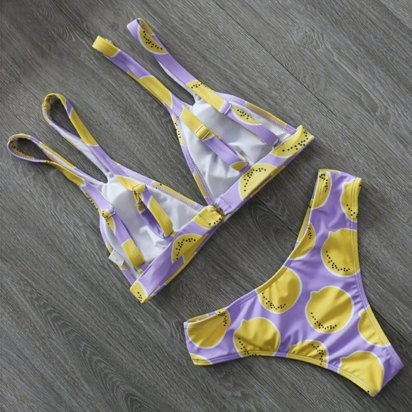 Juicy Lemons Triangle Cut Out Bikini Set Swimsuit - Picture 4 of 8